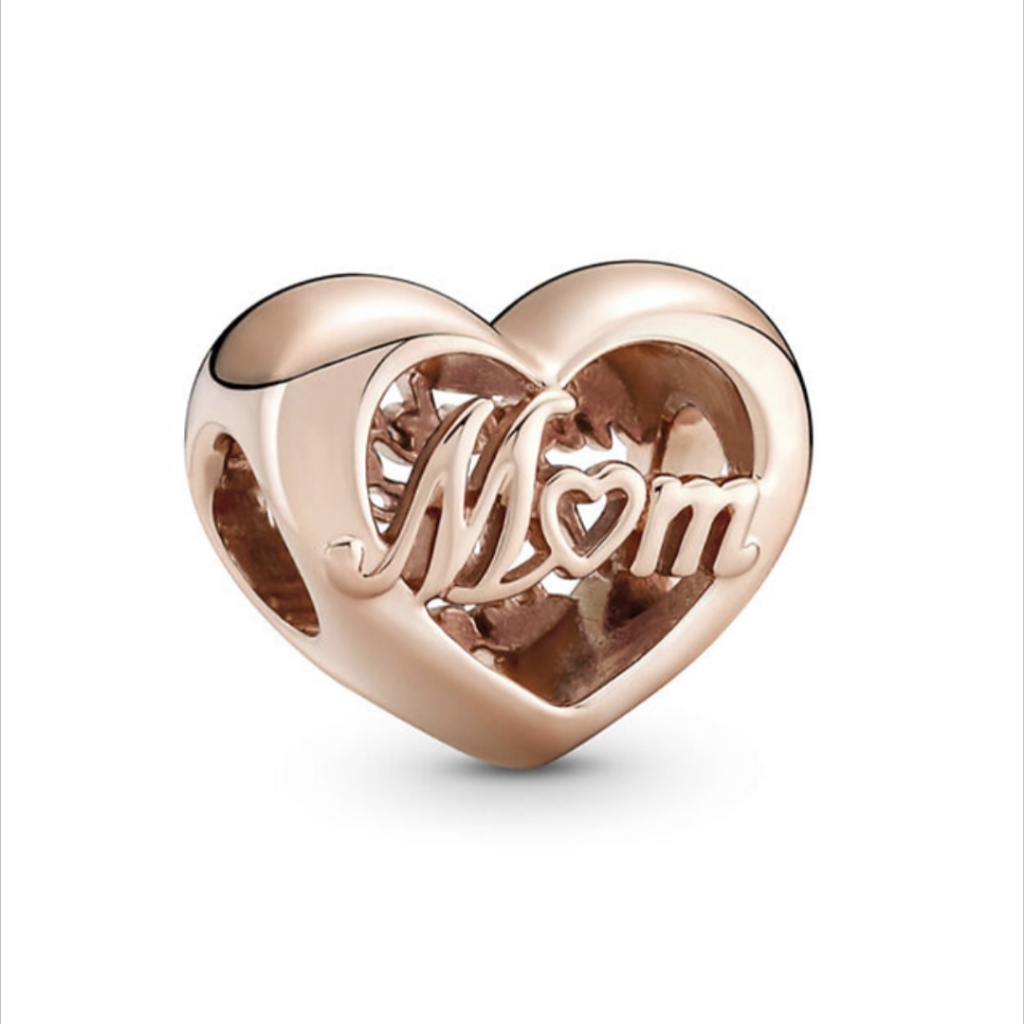 Rose Gold Mom Heart Charm 27$
